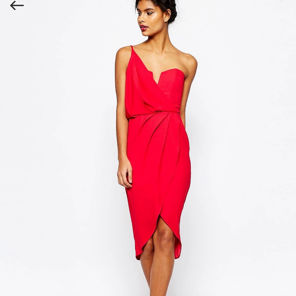 ASOS Asymmetric one shoulder wrap dress